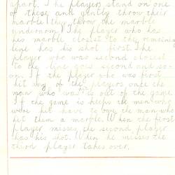 Document - Jock Hearn, to Dorothy Howard, Description of Marbles Game 'Tractor', 1955