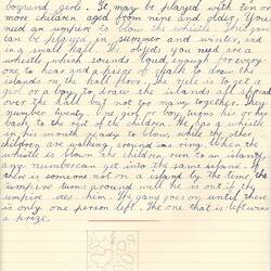 Document - Glenys Thomas, Addressed to Dorothy Howard, Description of Elimination Game 'Islands', 1954-1955