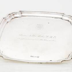 Tray - Sterling Silver, Presented to Dame Nellie Melba By Music Week Committee, Melbourne, 1921
