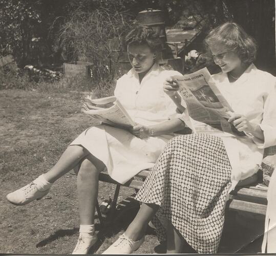 Photograph - Kodak Australasia Pty Ltd, Laboratory Staff Reading in Factory Garden, Abbotsford, 1951