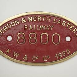 Locomotive Builders Plate - London & North Eastern Railway, 1920