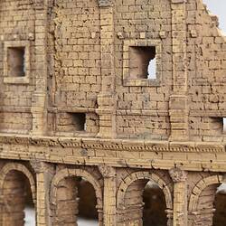 Model of Colosseum made of cork. Detail of external wall.