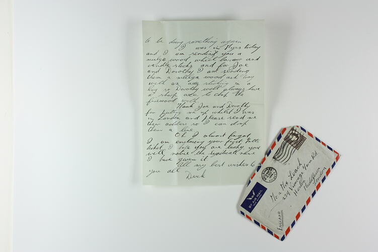 Letter - Derek, Russell Street Police Station, Melbourne to Jim & Eileen Leech, Middlesex, England, 13 Aug 1956