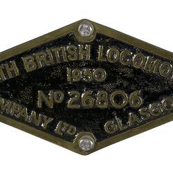 Locomotive Builders Plate - North British Locomotive Co., Glasgow, Scotland, 1950