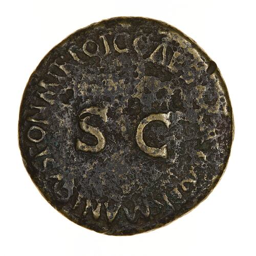 Coin - Dupondius , Emperor Gaius, Ancient Roman Empire, 37-38 AD - Reverse