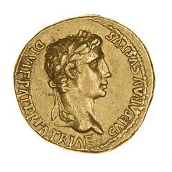 Coin - Aureus, Emperor Augustus, Ancient Roman Empire, 4 BC-2 AD - Obverse