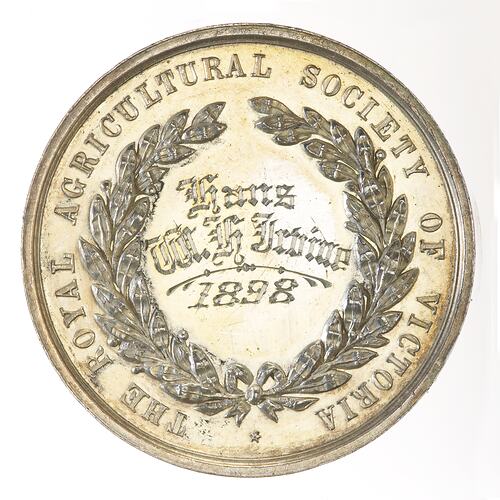 Medal - Royal Agricultural Society of Victoria Silver Prize, 1898 AD