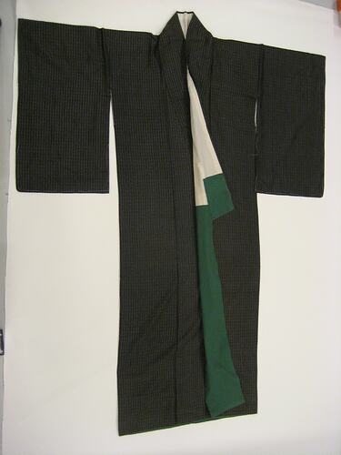 Kimono - Black & White Striped Silk, 1917-1918