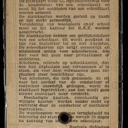 School Transport Ticket - Hendrika Perdon, The Netherlands, 1949-50