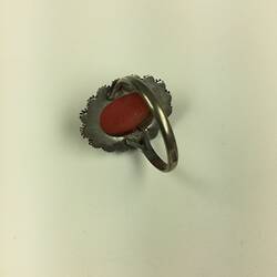 HT 57780, Ring - Women's, Silver & Coral Stone, Iole Crovetti Marino, Sardinia, Italy, 1950s (CULTURAL IDENTITY), Object, Registered