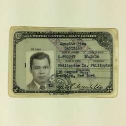 Identity Card - Agapito Castillo, Seaman, United States Coastguard, New York, 22 Apr 1952