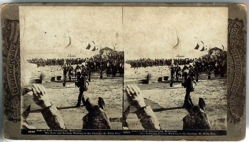 Stereograph - The Duke & Duchess, St Kilda, Federation Celebrations, 1901