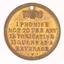 Medal - Abstinence Promise & Lord's Prayer, Abstinence Society, Australia, circa 1885