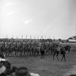 Glass Stereograph Negative - Federation Celebrations, NSW Lancers, by G.H. Myers, Flemington, Victoria, 1901