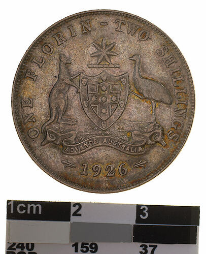 Coin - Florin (2 Shillings), Australia, 1926, photographed by Museums Victoria