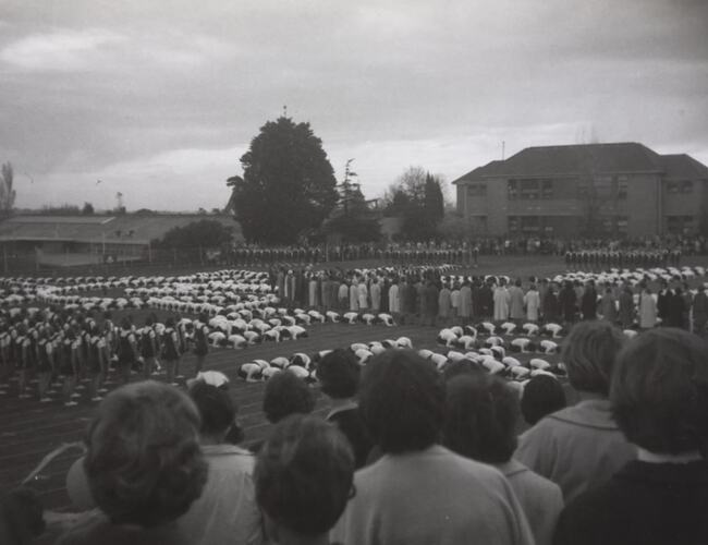 Digital Photograph - Marching Girls Performing Formations, Methodist Ladies College, Kew, 1950-1959