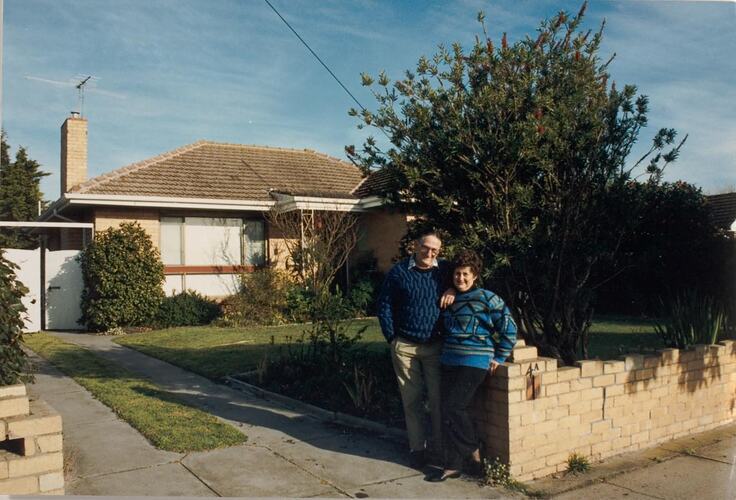 Digital Photograph - Man & Woman  Standing Outside Home, Aspendale, 1989