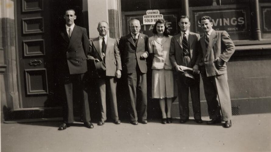 Digital Photograph - Staff of Bourke Street West State Savings Bank, Melbourne, 1947