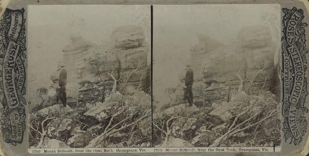 Digital Photograph - Rose's Stereographic Views, Mount Difficult from the Goat Track, Grampians, circa 1900
