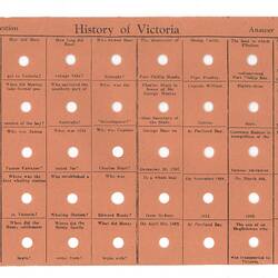 Orange tabulated game  sheet with 40 holes punched.