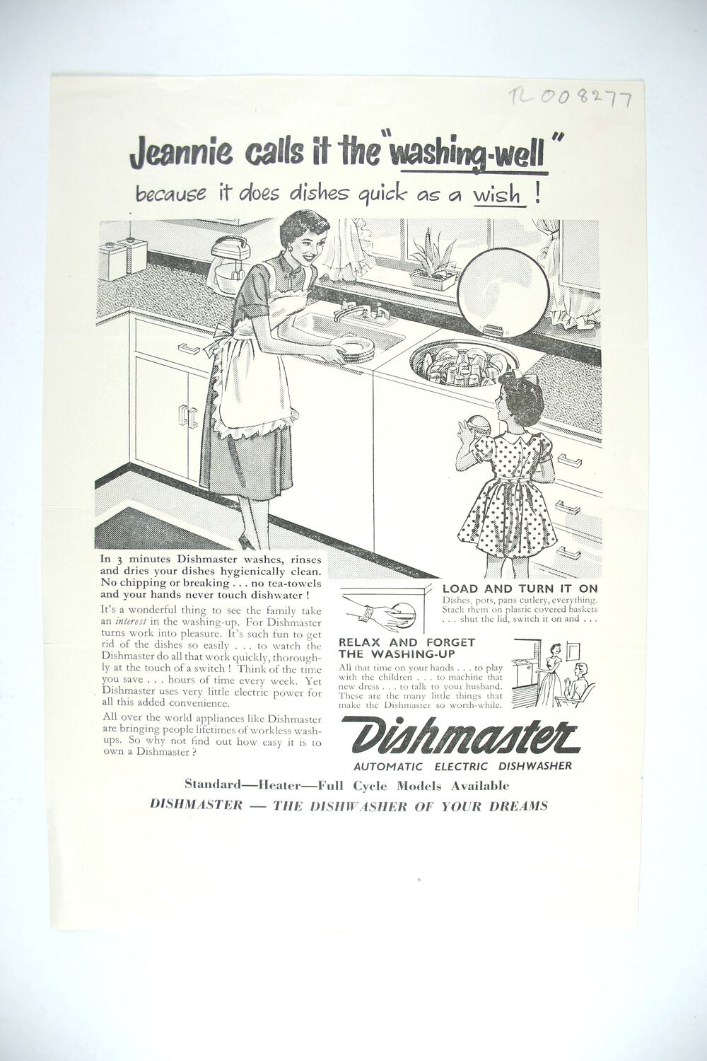 Publicity Leaflet Dishmaster, Electric Dishwashing Machines, circa 1960