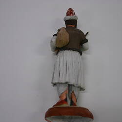 Indian Figure - Man Holding Drum, Clay, circa 1866