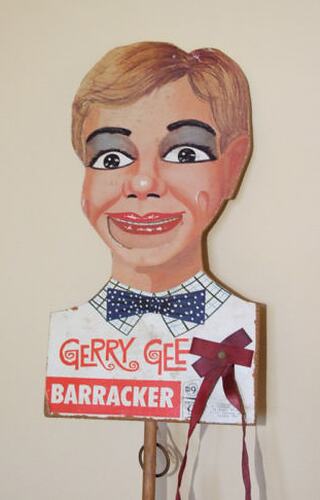 Ventriloquist Toy - Sterne Dolls, Melbourne Football Club Gerry Gee Barracker, 1960s