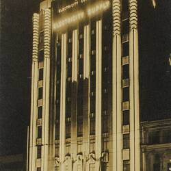 Photograph - State Electricity Commission, Melbourne Centenary Illuminations, Flinders Street, Melbourne, Victoria, Australia, 1934