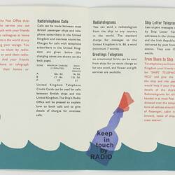 Leaflet - Shipboard Communications, 'Keep in Touch by Radio', 1963