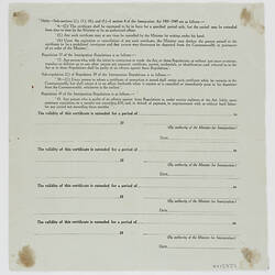 Certificate of Exemption - Issued to Mary Louey Gung, Department of Immigration, Victoria, 20 May 1957