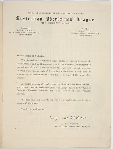 Program - Australian Aborigines League, An Aboriginal Moomba, 1951