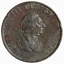Coin - Halfpenny, George III, Great Britain, 1799 (Obverse)