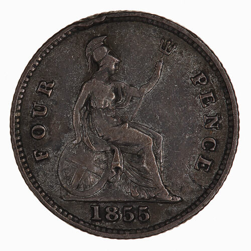 Coin - Groat, Queen Victoria, Great Britain, 1855 (Reverse)