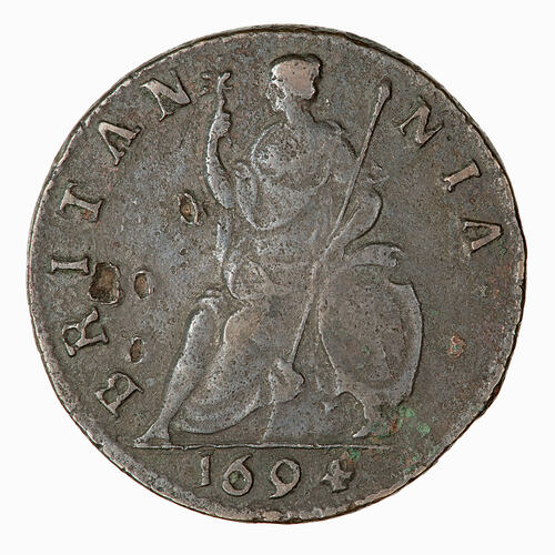 Coin - Farthing, William and Mary, Great Britain, 1694 (Reverse)