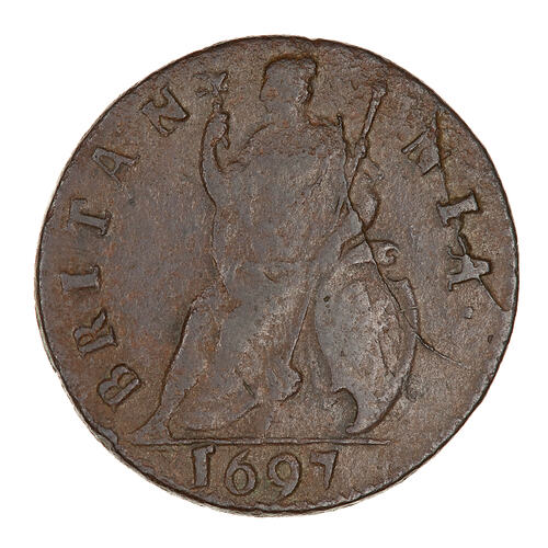 Coin - Farthing, William III, England, Great Britain, 1697 (Reverse)