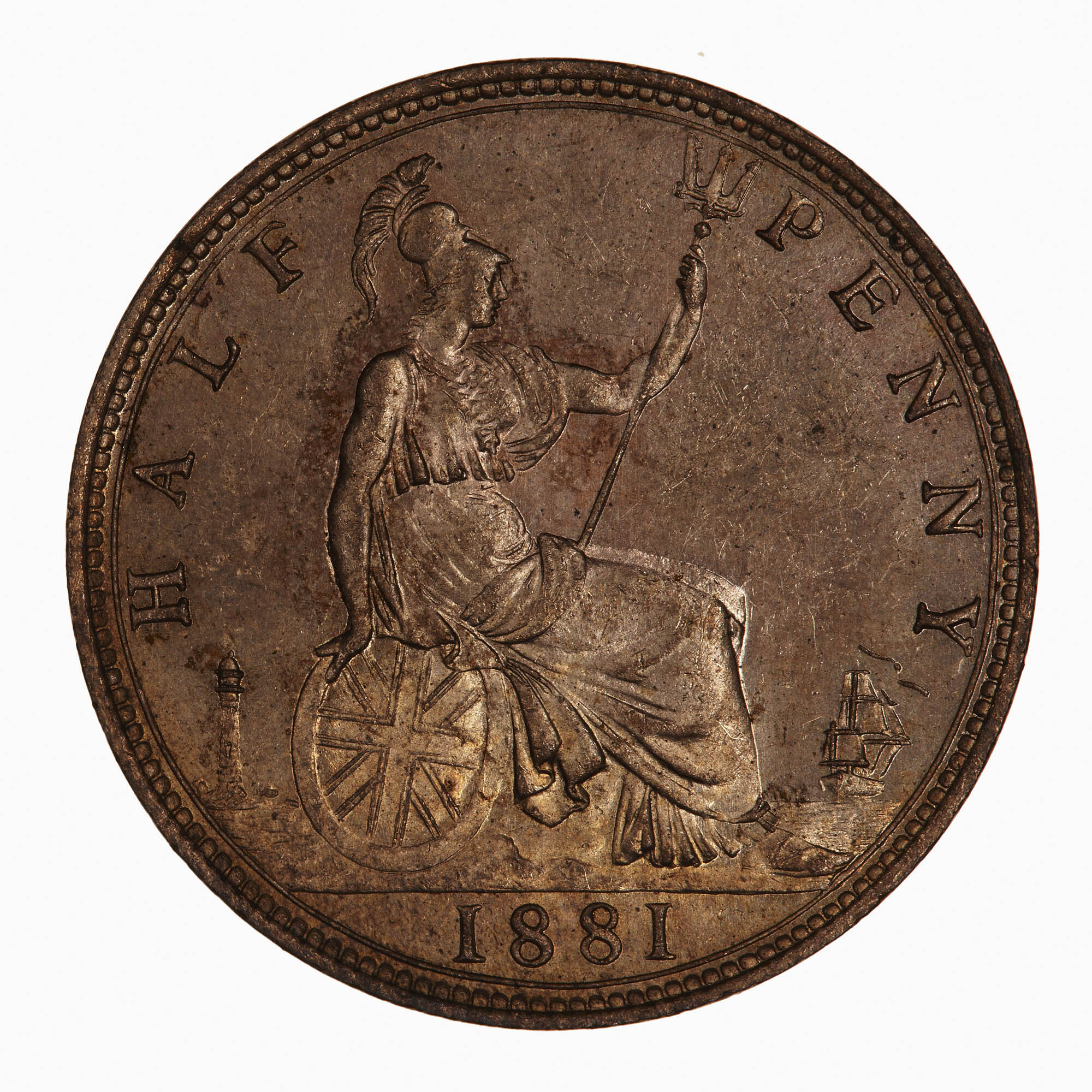 Coin - Halfpenny, Queen Victoria, Great Britain, 1881