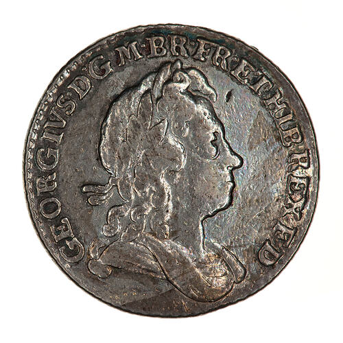 Coin - Sixpence, George I, Great Britain, 1723 (Obverse)