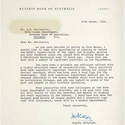Letter - Reserve Bank of Australia to AG Maclaurin, 21 Mar 1966