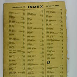 Catalogue - McPhersons. Newmarket Saleyards, Newmarket, 1960