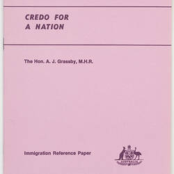 Booklet - Credo for a Nation, 1973