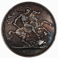 Coin - Crown, Queen Victoria, Great Britain, 1890 (Reverse)