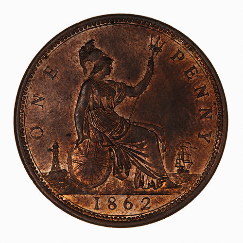 Coin - Penny, Queen Victoria, Great Britain, 1862 (Reverse)