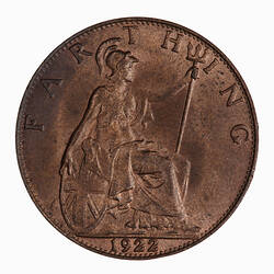 Coin - Farthing, George V, Great Britain, 1922 (Reverse)