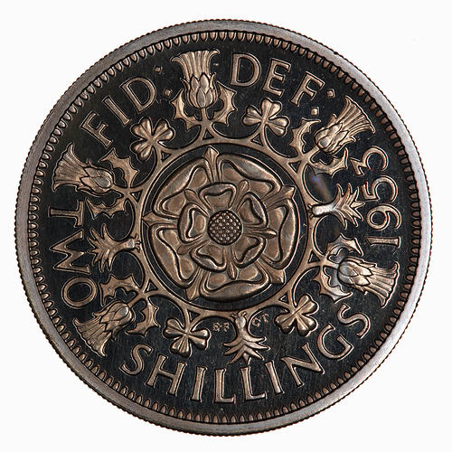 Proof Coin - Florin, Elizabeth II, Great Britain, 1953 (Reverse)