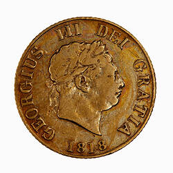 Coin - Half-Sovereign, George III, Great Britain, 1818 (Obverse)