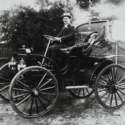 Photograph - Mr Thomas M. Arthur Driving a Schacht Motor Buggy, Melbourne, Victoria, circa 1908-1909