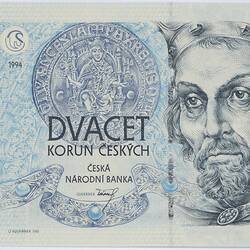Bank Note - 20 Czech Koruna, Czech Republic, 20 Apr 1994