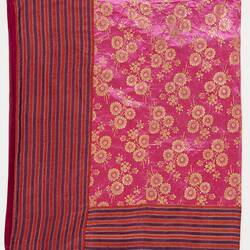 Bedspread - Floral & Striped Silk, Castellorizo, circa 1920s