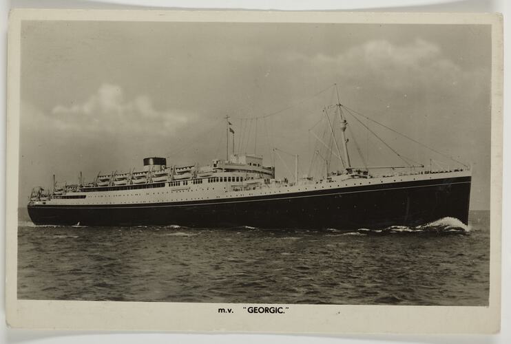 Postcard - Norma & Nelson Marjoram, from Joan Foster, Journey on MV Georgic, May 1955