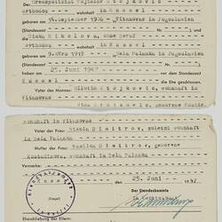Marriage Certificate - Issued to Vojislav & Dimka Stojkovic, Kassel, Germany, 25 Jun 1947